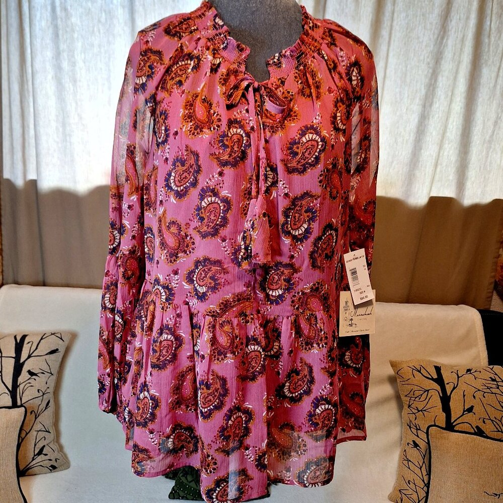 NEW Pink Paisley Long Sleeve Flowy Top